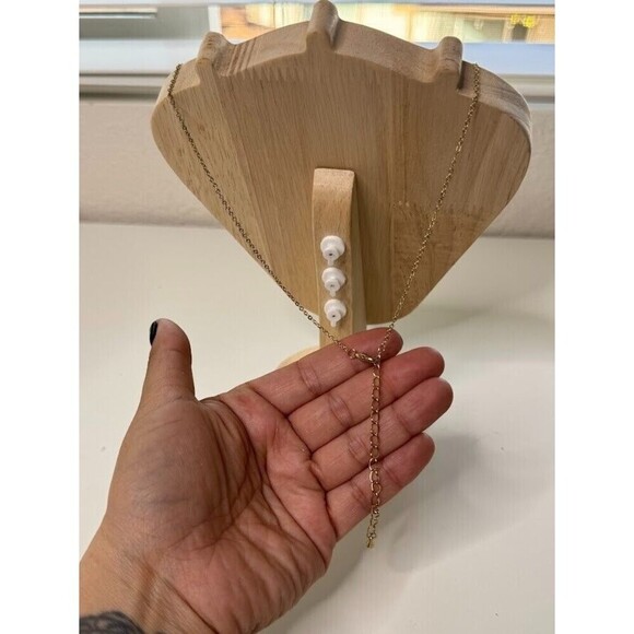 Gold Plated Sideways Cross Necklace Pendant Adjustable Trendy Everyday Simple - Picture 5 of 5